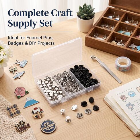150Pcs 3-Style Pin Backs Set - Locking, Rubber & Metal Clasps for Uniforms in Kuwait