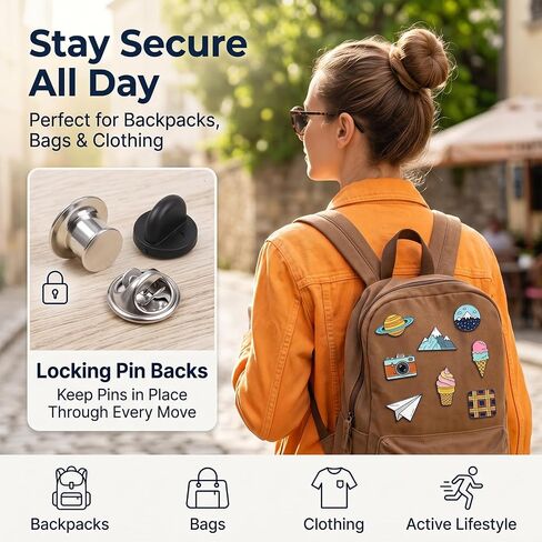 150Pcs 3-Style Pin Backs Set - Locking, Rubber & Metal Clasps for Uniforms in Kuwait