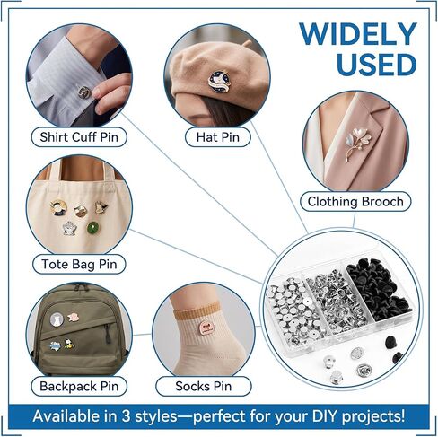150Pcs 3-Style Pin Backs Set - Locking, Rubber & Metal Clasps for Uniforms in Kuwait
