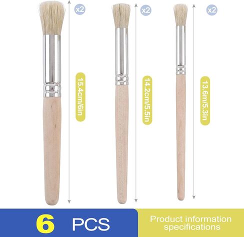 3 Sizes Wooden Stencil Brushes, Natural Bristle Dome Stipple Paint Brush, Stencil Paint Brush for Acrylic Paint, Wall Floor Stenciling DIY Craft Card Making Watercolor Oil Art Supplies in Kuwait