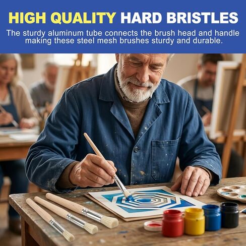 3 Sizes Wooden Stencil Brushes, Natural Bristle Dome Stipple Paint Brush, Stencil Paint Brush for Acrylic Paint, Wall Floor Stenciling DIY Craft Card Making Watercolor Oil Art Supplies in Kuwait