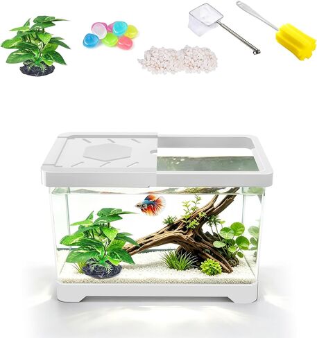 2.9 Gallon Betta Fish Tank, PC Small Fish Tank Starter Kit. Black in Saudi Arabia