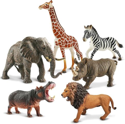 Zippytots 6PCS Safari Animal Figure Toys for Kids 3-5 Realistic Plastic Jungle Animal Figurines African Wildlife Learning Toys for Kids Boys Girls Toddlers in Kuwait