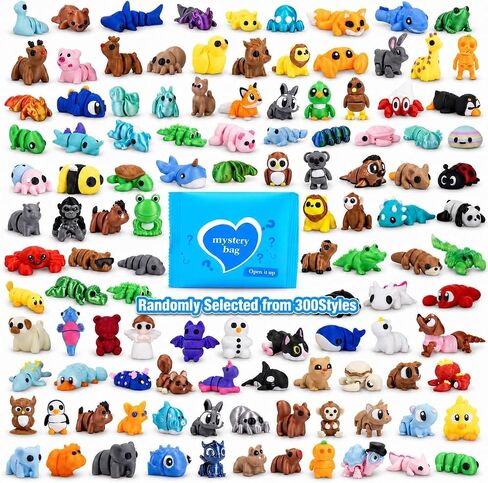 30PCS 3D Printed Animals Blind Bags, Mystery Pack Mini Animal Toys from 300 Styles, Flexible Articulated Fidget Desk Toys for Kids Party Favors Classroom Prizes Goodie Bags Birthday Gifts in Kuwait