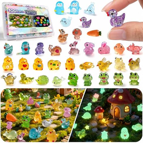 100pcs Mini Resin Animals for Kid: Luminous Figures for Classroom Rewards in Kuwait