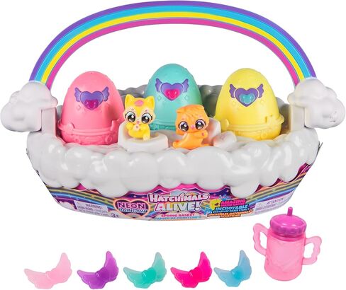Hatchimals Alive Neon Rainbow Spring Basket & 3 Surprise Eggs, Ages 3+ in Kuwait