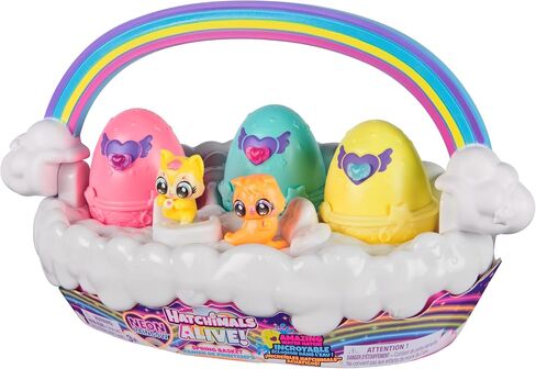 Hatchimals Alive Neon Rainbow Spring Basket & 3 Surprise Eggs, Ages 3+ in Kuwait