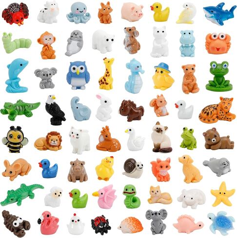 80pcs Mini Resin Animals Variety Pack, 60 Styles Tiny Resin Animals Figures in Kuwait