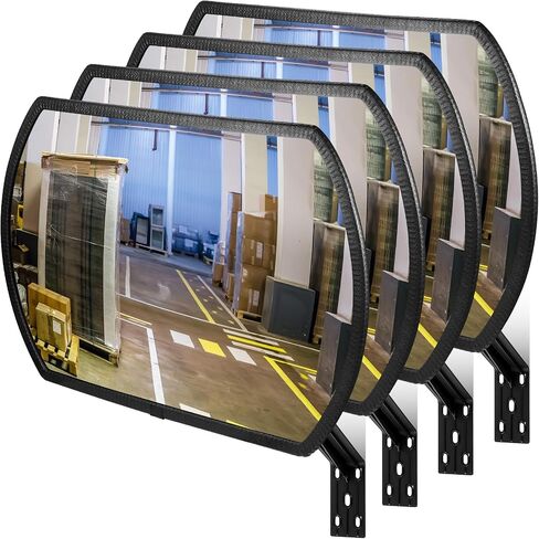 Geetery 2 Pcs 18" x 12" Indoor Convex Security Mirror Round Rectangular Acrylic Convex Mirror Corner Mirror Blindspot for Wall Parking Garage Mirror with Protective Film for Office Driveway Traffic in Kuwait