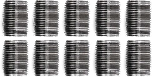 Pipe Decor 1/2" x 5" Malleable Cast Iron Pipe Nipple, Pre Cut Connectors, Industrial Steel Grey Fits Standard Half Inch Black Threaded Pipes Nipples and Fittings, Vintage DIY Furniture, 10 Pack in Kuwait