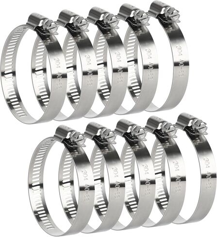 Hose Clamp, Stainless Steel Hose Clamps for 3/8 Inch to 5/8 Inch Hose Pipe, Adjustable Worm Gear Hose Clamps for Fuel Line, Radiator, Plumbing, Automotive, Mechanical, 10 Pack in Kuwait