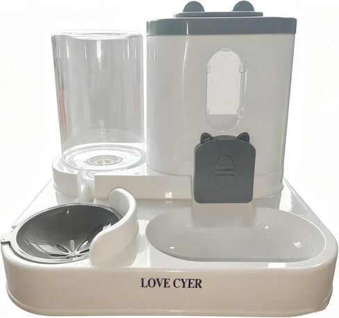 2-in-1 Automatic Pet Feeder, 1600ml Food Dispenser with 800ml Water Dispenser for Cats and Dogs, Going Out at Home (Grey) in Kuwait