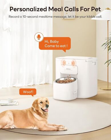 Dokoo Automatic Dog Feeder for Large Breeds, 15L/63 Cups Vacuum-Sealed Airtight Auto Pet Feeder for Dry Food, Timed Feeding, Anti-Clog Dispenser 2-22mm Kibble, Voice Recorder, Stainless Steel Bowl in Kuwait