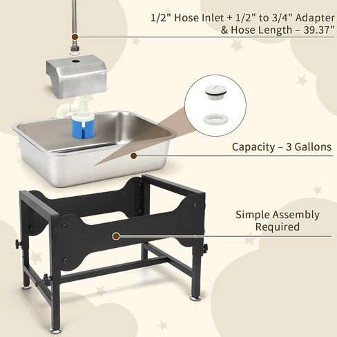 3 Gallon Automatic Dog Water Bowl Dispenser for Large Dogs, Elevated Dog Water Bowl 4 Height Adjustable, Stainless Steel Pet Waterer with Float Valve, Outdoor Non-Slip Water Bowl for Dog in Kuwait