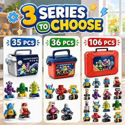 Magnets Robot Building Toys - 106 PCS Monsters Stacking Blocks Set with Box in Kuwait