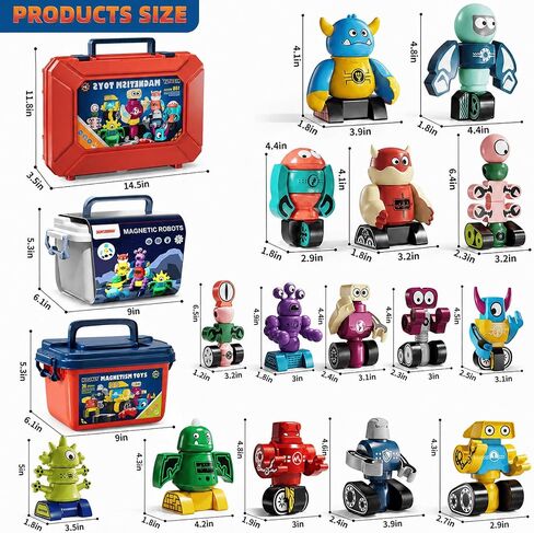 Magnets Robot Building Toys - 106 PCS Monsters Stacking Blocks Set with Box in Kuwait