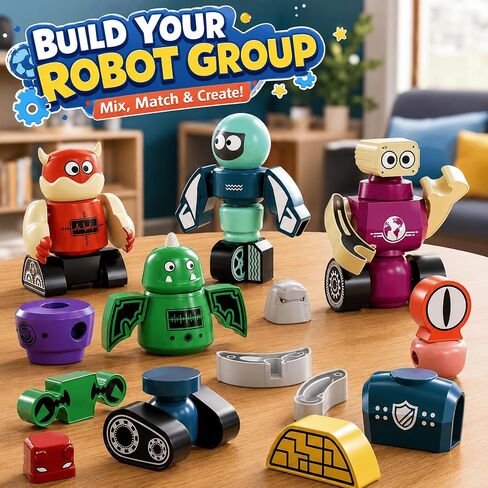Magnets Robot Building Toys - 106 PCS Monsters Stacking Blocks Set with Box in Kuwait