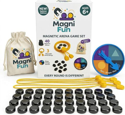 Magnetic Chess Game, Magnet Game with String, Spinner & 40 Magnetic Stones, 2-4 Player Strategy Board Game for Kids, Teens & Adults, Family Game Night, Tabletop Activity for Travel, Party & Camping in Kuwait