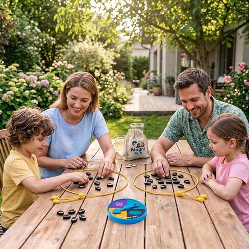 Magnetic Chess Game, Magnet Game with String, Spinner & 40 Magnetic Stones, 2-4 Player Strategy Board Game for Kids, Teens & Adults, Family Game Night, Tabletop Activity for Travel, Party & Camping in Kuwait