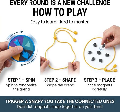 Magnetic Chess Game, Magnet Game with String, Spinner & 40 Magnetic Stones, 2-4 Player Strategy Board Game for Kids, Teens & Adults, Family Game Night, Tabletop Activity for Travel, Party & Camping in Kuwait