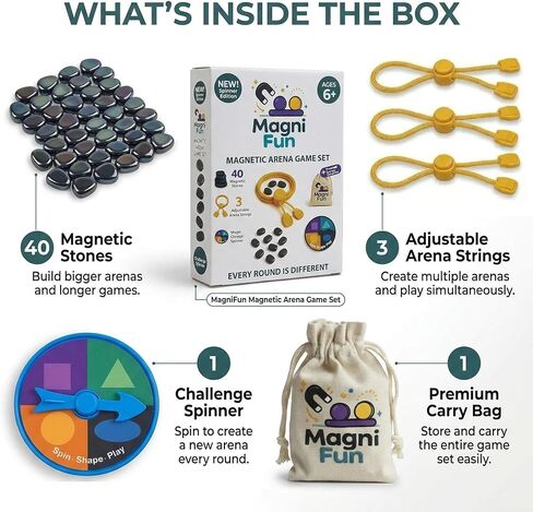 Magnetic Chess Game, Magnet Game with String, Spinner & 40 Magnetic Stones, 2-4 Player Strategy Board Game for Kids, Teens & Adults, Family Game Night, Tabletop Activity for Travel, Party & Camping in Kuwait