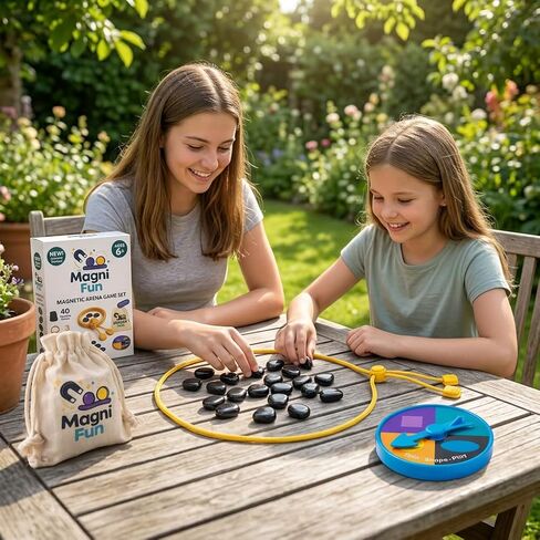 Magnetic Chess Game, Magnet Game with String, Spinner & 40 Magnetic Stones, 2-4 Player Strategy Board Game for Kids, Teens & Adults, Family Game Night, Tabletop Activity for Travel, Party & Camping in Kuwait