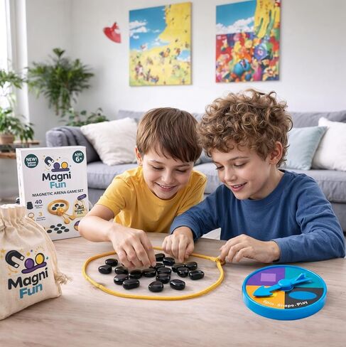 Magnetic Chess Game, Magnet Game with String, Spinner & 40 Magnetic Stones, 2-4 Player Strategy Board Game for Kids, Teens & Adults, Family Game Night, Tabletop Activity for Travel, Party & Camping in Kuwait