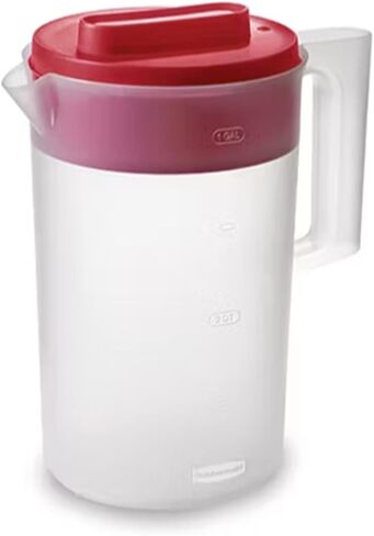 Rubbermaid Pitcher Classic 1 Gallon Clear Base, Red Lid in Kuwait