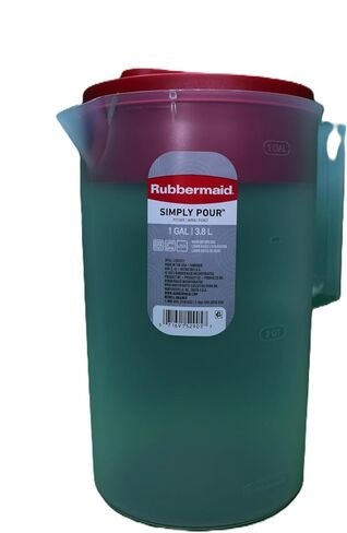 Rubbermaid Pitcher Classic 1 Gallon Clear Base, Red Lid in Kuwait