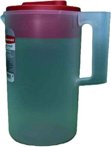 Rubbermaid Pitcher Classic 1 Gallon Clear Base, Red Lid in Kuwait