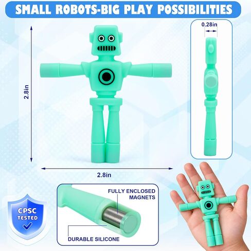 Resumplan 6 Pack Magnetic Robot Toys for Boys & Girls, Party Favors and Birthday Gifts,Silicone STEM Travel Fidget Set for Kids in Kuwait