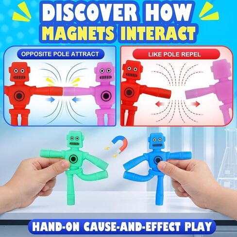 Resumplan 6 Pack Magnetic Robot Toys for Boys & Girls, Party Favors and Birthday Gifts,Silicone STEM Travel Fidget Set for Kids in Kuwait