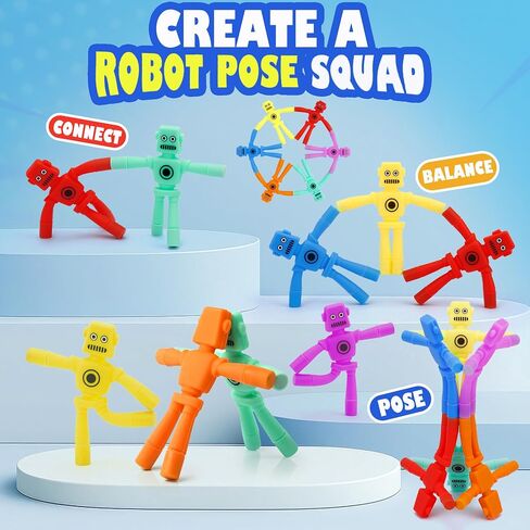Resumplan 6 Pack Magnetic Robot Toys for Boys & Girls, Party Favors and Birthday Gifts,Silicone STEM Travel Fidget Set for Kids in Kuwait