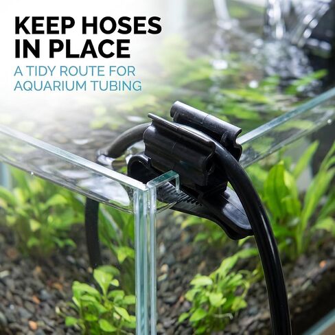 2Pcs Fish Tank Mounting Clip, Adjustable Water Pipe Hose Holder for 0.31"-0.62" Diameter Aquarium Tube, Aquarium Air Pump Accessories (Black) in Kuwait