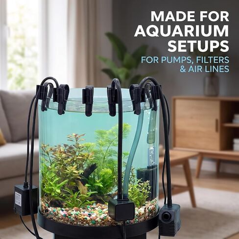 2Pcs Fish Tank Mounting Clip, Adjustable Water Pipe Hose Holder for 0.31"-0.62" Diameter Aquarium Tube, Aquarium Air Pump Accessories (Black) in Kuwait