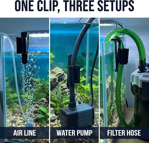 2Pcs Fish Tank Mounting Clip, Adjustable Water Pipe Hose Holder for 0.31"-0.62" Diameter Aquarium Tube, Aquarium Air Pump Accessories (Black) in Kuwait