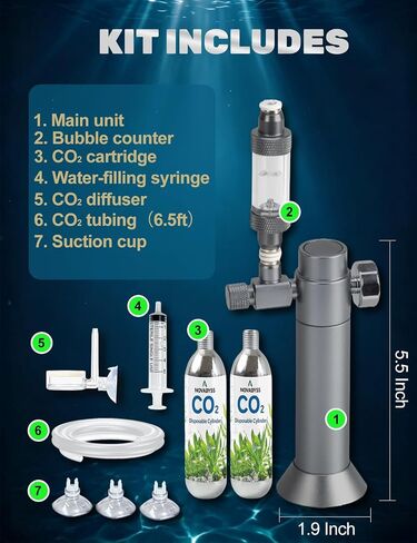 Aquarium CO2 Kit with Regulator, 2 x 16g Cartridges, 3/8" Thread in Saudi Arabia