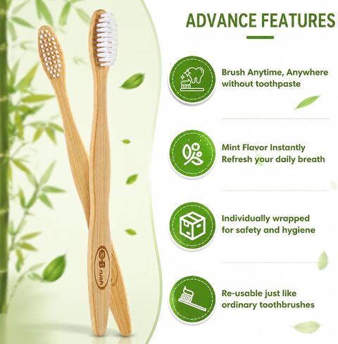 Bamboo Prepasted Toothbrush - Individually Wrapped Pre-Pasted Toothbrush with Bamboo Handles, Medium Soft Bristles Biodegradable Natural Eco-Friendly Sustainable Disposable Toothbrushes (72pcs) in Saudi Arabia