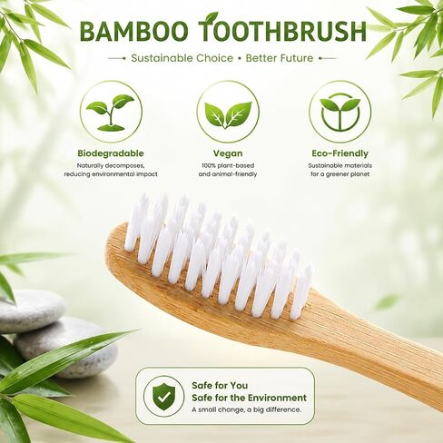 Bamboo Prepasted Toothbrush - Individually Wrapped Pre-Pasted Toothbrush with Bamboo Handles, Medium Soft Bristles Biodegradable Natural Eco-Friendly Sustainable Disposable Toothbrushes (72pcs) in Saudi Arabia