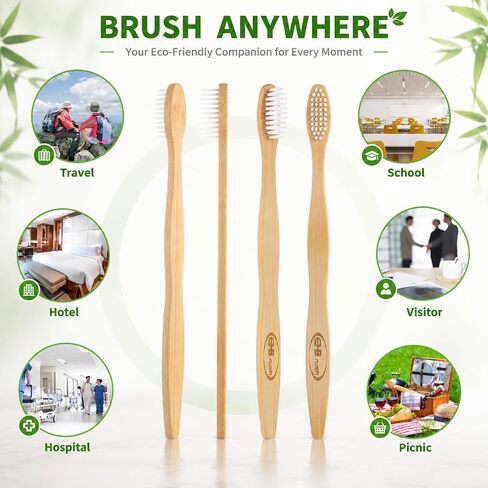 Bamboo Prepasted Toothbrush - Individually Wrapped Pre-Pasted Toothbrush with Bamboo Handles, Medium Soft Bristles Biodegradable Natural Eco-Friendly Sustainable Disposable Toothbrushes (72pcs) in Saudi Arabia