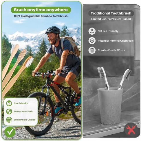 Bamboo Prepasted Toothbrush - Individually Wrapped Pre-Pasted Toothbrush with Bamboo Handles, Medium Soft Bristles Biodegradable Natural Eco-Friendly Sustainable Disposable Toothbrushes (72pcs) in Saudi Arabia