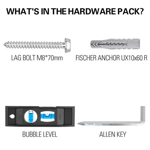 Mounting Dream Lag Bolt Kit for TV Wall Mount Comes with M8 Lag Bolt for Wood Stud, Fischer Anchors for Concrete Wall, Includes Allen Key and Bubble Level for Easy Installation MD5753 in Saudi Arabia