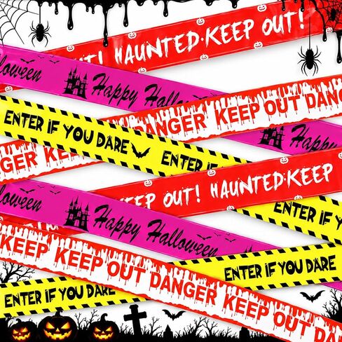8 Rolls Halloween Fright Tape Bundle, Halloween Caution Tape Includes Warning, Enter If You Dare, Stop Here, Haunted Keep Out, Creepy Scary Decoration Tape for Halloween Decorations, with Scissors in Kuwait