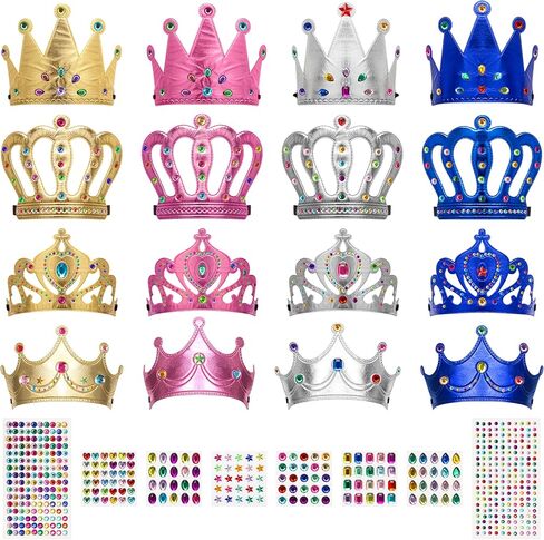 23/24 Packs Foam Princess Crowns and Tiaras, DIY Kit for Birthday Party Favors Hats with Crystal Diamond Sticker in Saudi Arabia