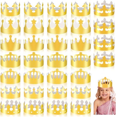 Gold Paper Crowns, Birthday King Crown, Paper Prince Princess Foil Party Crowns Hat for School Classroom in Saudi Arabia
