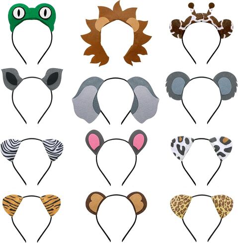 CiyvoLyeen 12Pcs Jungle Animal Ear Headband Safari Decor for Children Adult in Kuwait