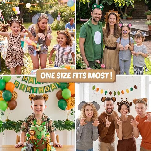 CiyvoLyeen 12Pcs Jungle Animal Ear Headband Safari Decor for Children Adult in Kuwait