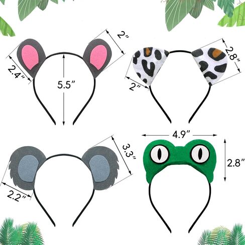 CiyvoLyeen 12Pcs Jungle Animal Ear Headband Safari Decor for Children Adult in Kuwait
