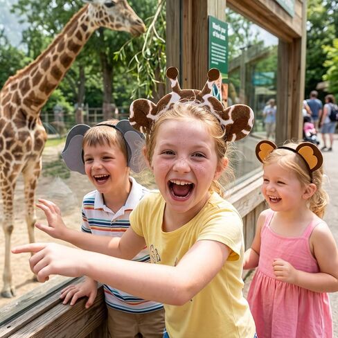 CiyvoLyeen 12Pcs Jungle Animal Ear Headband Safari Decor for Children Adult in Kuwait