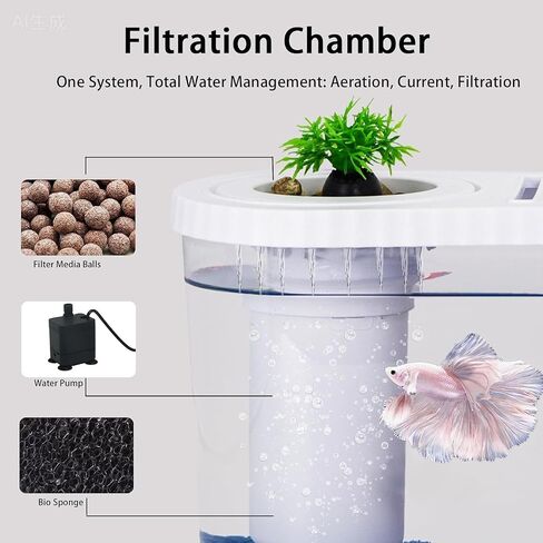 2.2Gal Aquarium Starter Kits, Small Beta Fish Tank Kit with Quiet Filter & Color Light, Nano Desktop Tank for Betta Shrimp Guppy Goldfish, Complete Starter Kit (12.6 * 7 * 5.6 Inch) in Saudi Arabia